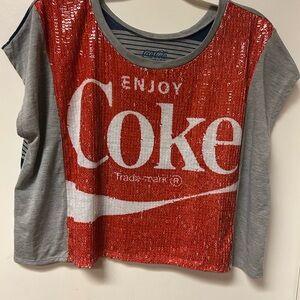 Coca-Cola Vintage Women’s Blouse Large with Sequins Drapes Beautiful